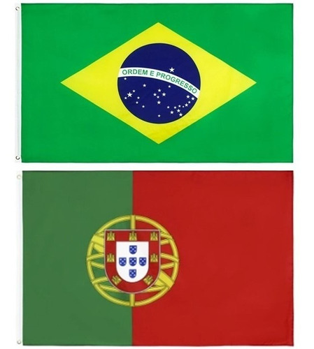 Bandeira Premium Brasil Portugal 150 X 90cm Cores Vibrantes