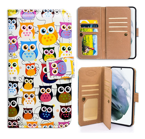 Funda Tipo Cartera Para Samsung Galaxy S22 Ultra Diseño Buho