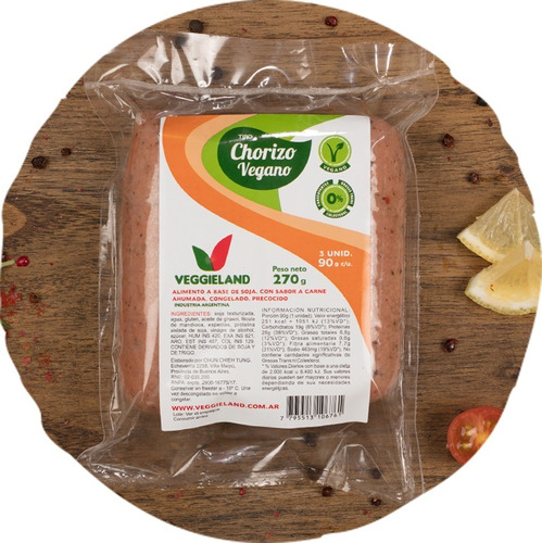 Chorizo Vegano Congelado - 3u 270gr