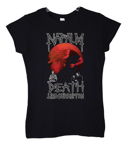 Polera Mujer Napalm Death Barney Live Corruption Metal Abomi