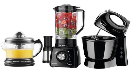 Kit Cozinha Mondial Liquidificador Batedeira E Espremedor KT-105-...