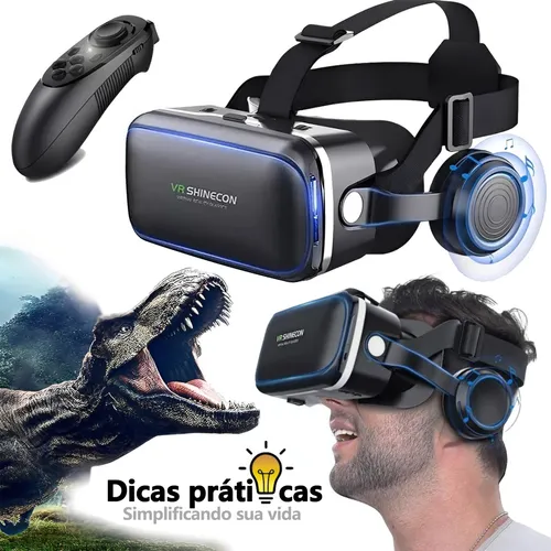 Óculos Vr Shinecon Realidade Virtual 3d Com Fone De Ouvido E Cont...