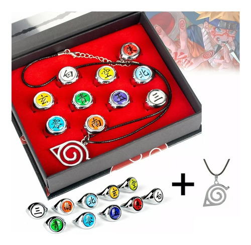 Set 10 Anillos Naruto Collar Cosplay Animé Itachi Akatsuki.