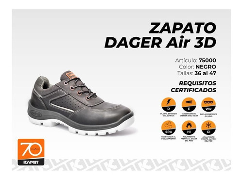 Calzado De Seguridad Kamet Zapato Dager Air 3d P. Aluminio