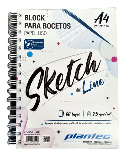 Cuaderno Plantec Sketch A4 75g 60h Espiral