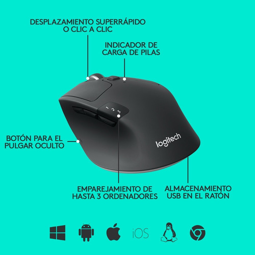 Mouse Bluetooth Logitech M720 Triathlon Multidispositivo Col