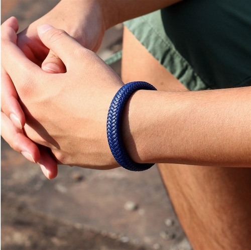 Pulsera Brazalete Manilla Trenzada Cuero Cierre Magnético