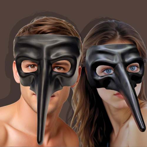 Máscara Peste Bubonica Preta Negra Cosplay Medico Medieval