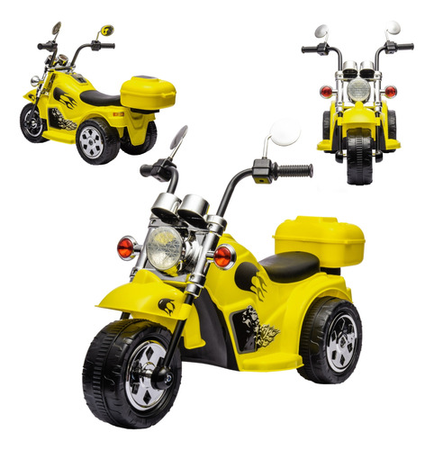 Moto Elétrica Infantil Bateria 6v Baú Harley Mini Som Luz
