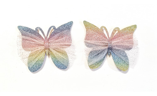 Aplique Termoadhesivo Mariposas De Glitter Multicolor X 2 Un