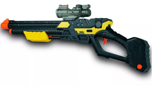 Lançador de Dardos Pistola Arminha Shoot Infantil Tipo Nerf 120 Dardos Mira  e Luz Importway BW142 - BEST SALE SHOP