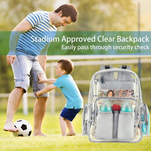 Mochila Pañalera Transparente Multifunción Bolso Para Bebé Grande Y Resistente Con Correas Para Cochecito Color Gris Ideal Para Mamás Niñas Y Niños 1047 Matein