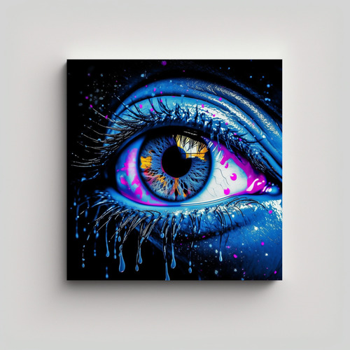 30x30cm Cuadro Decorativo Cyber Neon Mujer Hermoso Ojo C