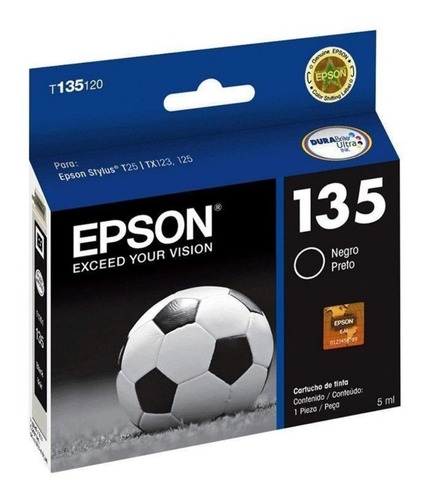 Cartucho Original Epson 135 Negro Tx135 Tx133 Tx125 Tx123 25