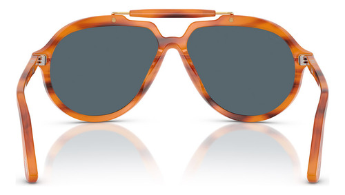 Óculos De Sol Persol Senna Series Po0202s 960/r5-57 Cor Marrom Armação Marrom Haste Marrom Lente Azul