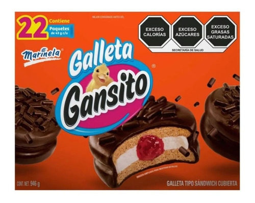 Galleta Gansito Marinela® Con 22 Piezas De 43 Gramos
