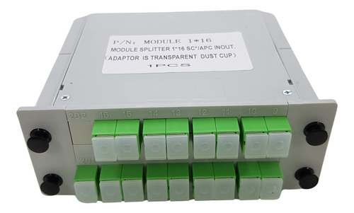 Splitter Plc Tipo Cassete 1x16 Sc Apc Monomodo Ftth