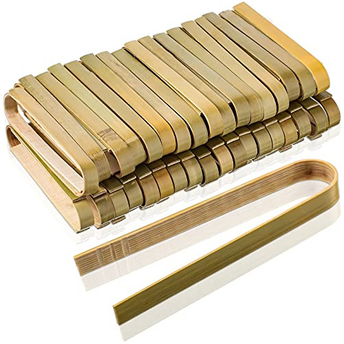 150 Pieces Mini Bamboo Disposable Tongs 4 Inch Bamboo T...