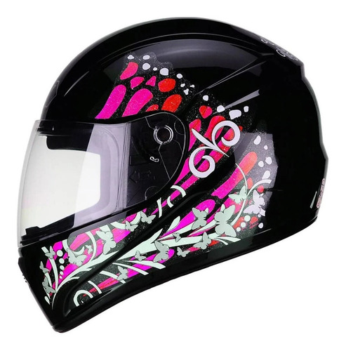 Capacete Fly F9 Butterfly Preto/rosa