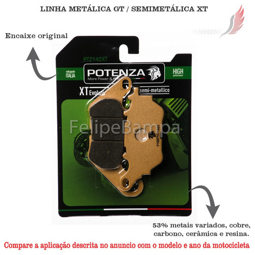 Kit Pastilha Freio Traseiro Potenza Yamaha Mt03 Yzf R3 15-20