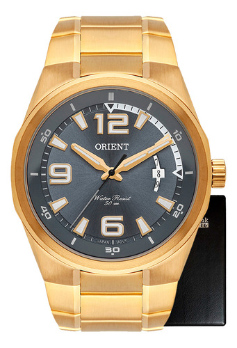 Relógio Orient Banhado A Ouro Esportivo Anatômico Mgss1240 + Cor Do Bisel Dourado Cor Do Fundo Cinza