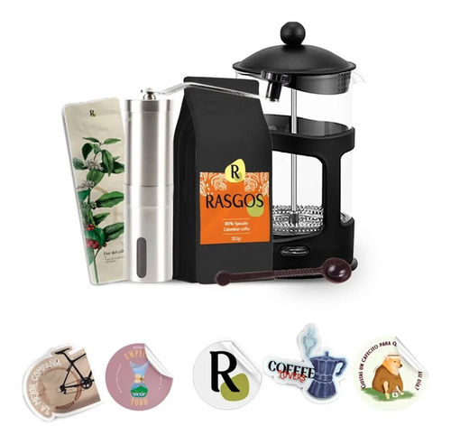 Combo Cafetera Prensa Francesa Molino Manual Cafe En Grano | Envío gratis