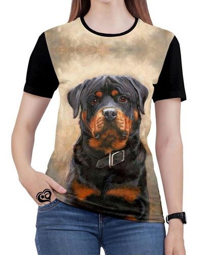 Camiseta Rottweiler Feminina Blusa Cachorro Cão Animal