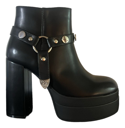 Botin Plataforma Ecocuero Negro Mujer Invierno Ac-351