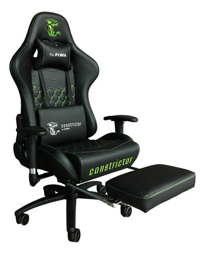 Silla de escritorio Constrictor Superciliosa SIC-3001 gamer ergonómica negra con tapizado de cuero sintético y poliuretano