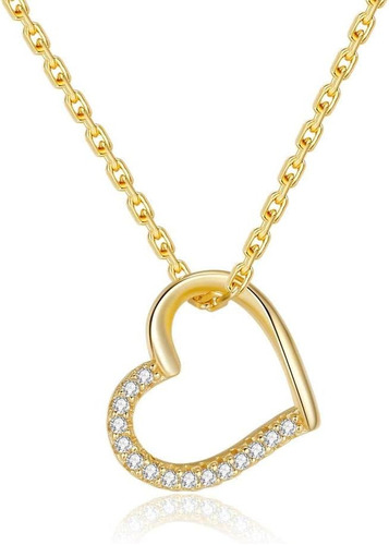 Collar De Corazón De Cadena Personalizada De Oro Macizo De 1