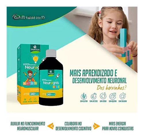 Kit C3 Suplemento Neurognis Kids Líquido - Biofhitus Laranja