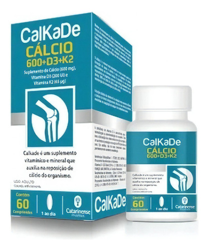 Calkade Cálcio + Vitamina D3 + K2 Catarinense De 60 Comp