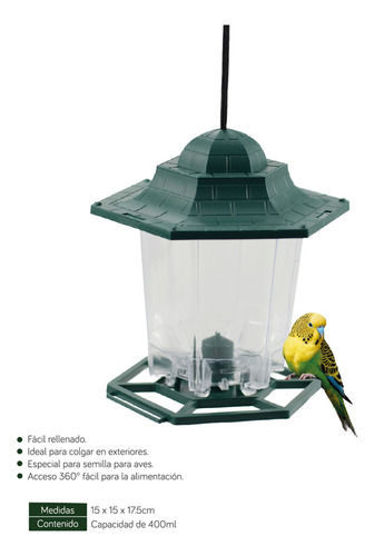 Dispensador De Semillas Para Aves | Comedero Ideal Para Exteriores | Semillero Hexagonal 360° | 400ml