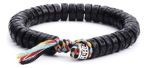 Pulsera Tibetana Budista Protección De Madera Plata Y Regalo