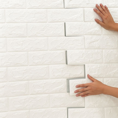 Placas 3d Autoadhesiva Pared Revestimiento Blanca Ladrillox5
