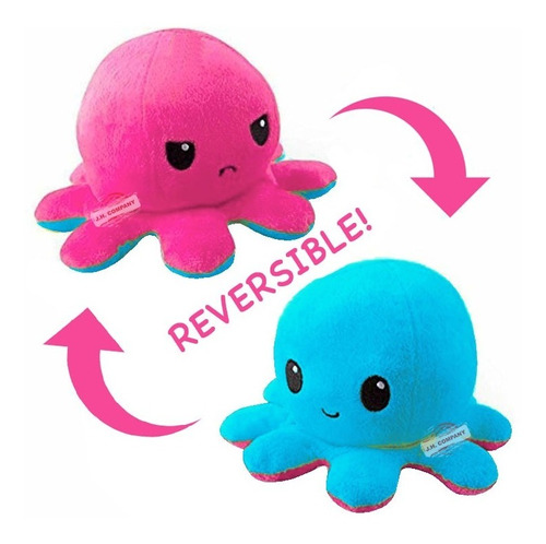 Pulpito Reversible Peluche Doble Cara Feliz Enojado