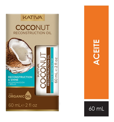 Aceite Kativa Coconut Oil - Frasco 60ml