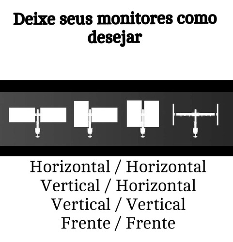 Suporte 2 Monitor Tv Aço Mesa Articulad Vesa Ajuste Promoção