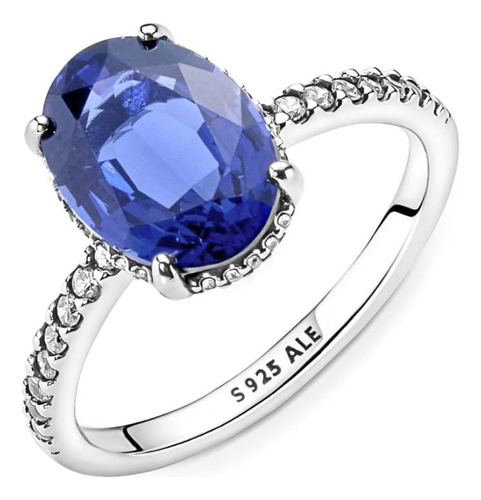 Anillo Hallo Brillante Azul 