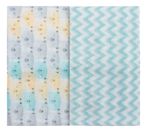 Kit Fronha De Bebê Estampada 40cmx30cm Chevron Verde Neutra