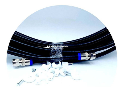 Cable Coaxial 10 Mts Tv Cable Conectores Compresión +grampas