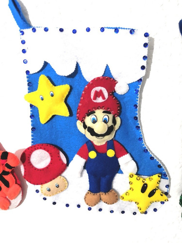 Bota Navideña De Mario Bros, Accesorio Decoración Navidad