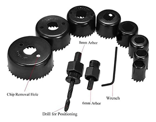 Set Mechas Sierra Copa Juego 11 Piezas Madera Yeso Plastico
