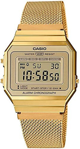 Casio Reloj Retro A700wemg-9aef Unisex Dorado Cronómetro,