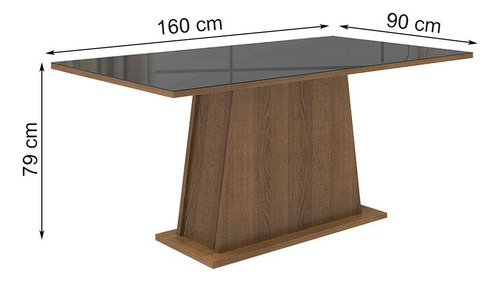 Mesa Rectangular Madesa 5364 con Tapa de Cristal Color Marrón/Negro