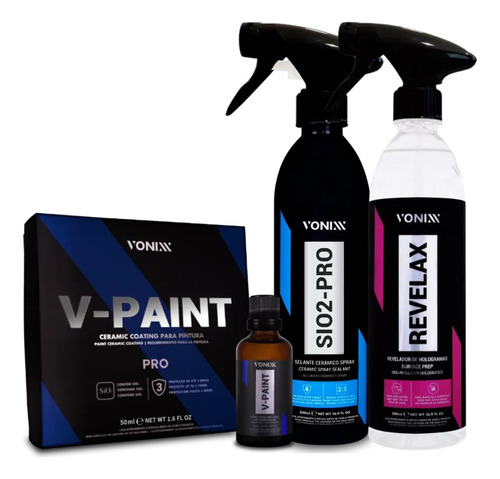 V-paint 50ml Vitrificador Automotivo + Sio2 Pro + Revelax