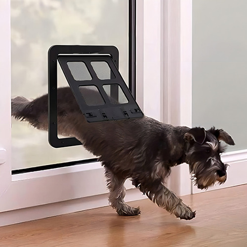 Puerta con mosquitera para perros y mascotas para oporto, color blanco