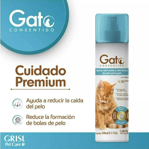 Gato Consentido Grisi Anticaida Y Antibolas De Pelo 240 Ml Fragancia Aloe Vera