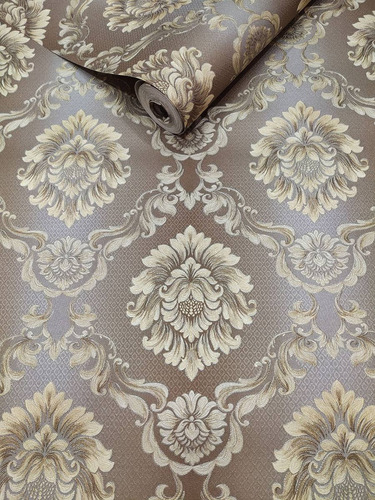 Imagem 6 de 8 de Papel De Parede Rolo Importado Textura Damask Alto Padrão