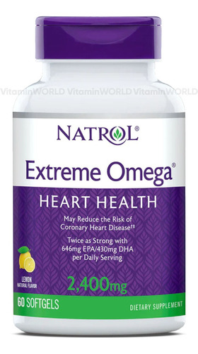 Omega 3 Extremo 2400mg Con Epa Dha & Vitamina E 60 Softgels Sabor Limón - Natrol